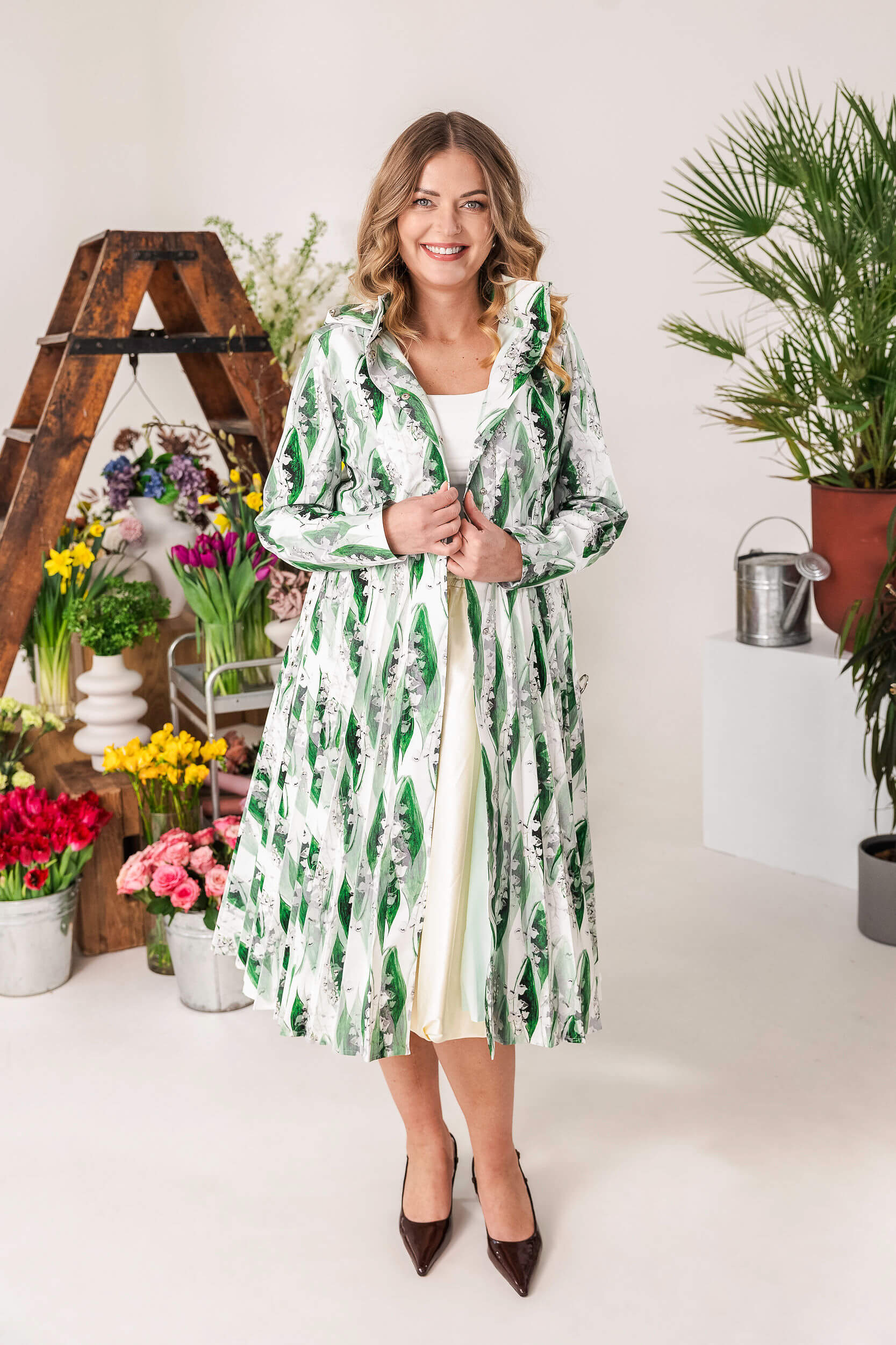 Fit and Flare Coat with A-Line Pleated Skirt for Spring | Whispers of May - Image 8